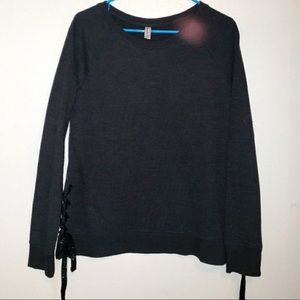 Exertek black sweater with lace up sides